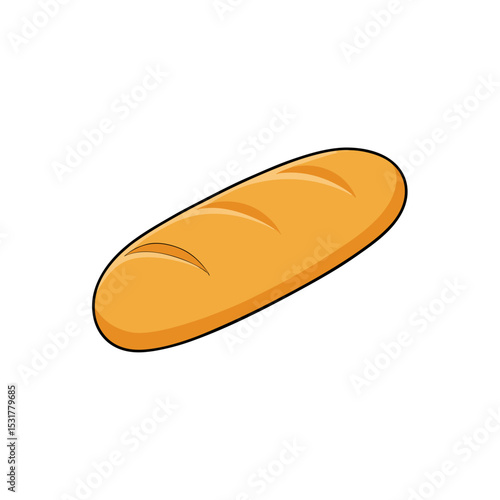 realistic loaf of french bread on white background.svg
