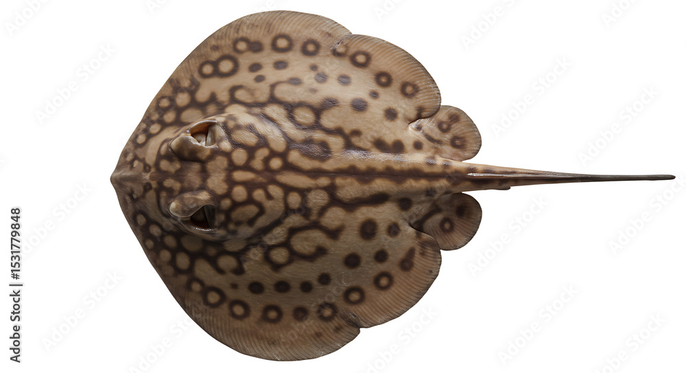 Obraz premium Spotted Stingray with a Long Tail and Distinctive Circular Markings