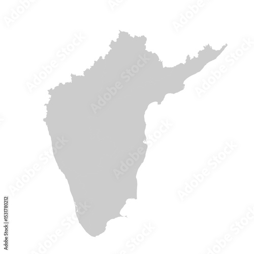 South India Map Vector – Detailed Regional States Silhouette in Editable Format