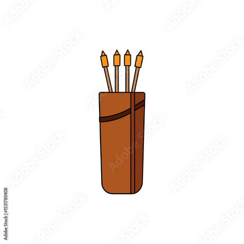 realistic quiver with arrows on white background