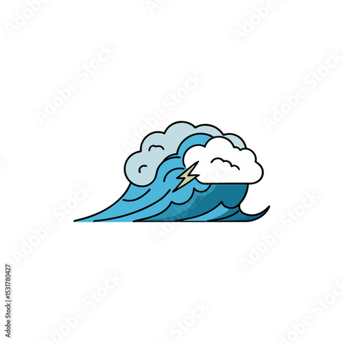 realistic raging ocean storm on white background   
