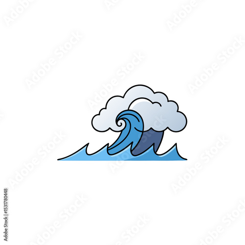 realistic raging ocean storm on white background  .svg