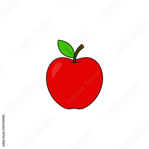 realistic red apple with leaf on white background .svg