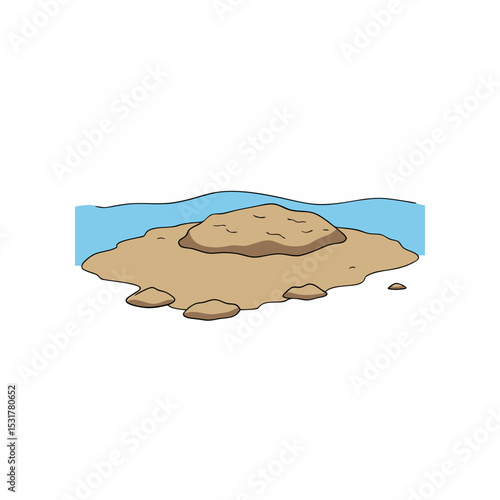 realistic rocky beach at low tide on white 