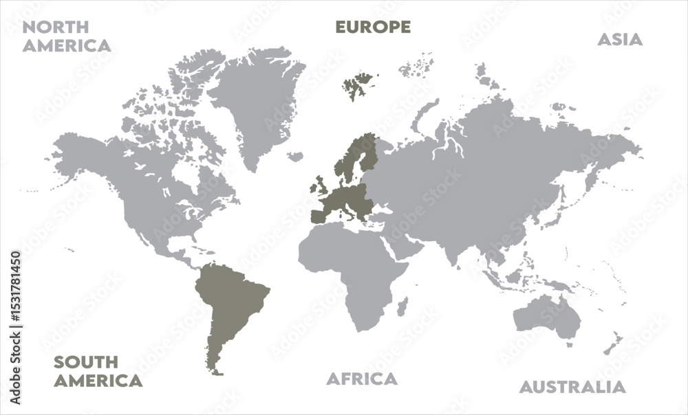 Naklejka premium Abstract map-12, modern world map graphic, Countries Silhouettes Stock Illustrations, Vectors