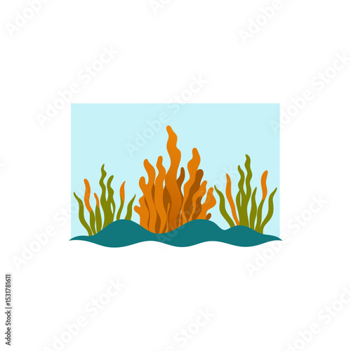 realistic underwater kelp forest on white 