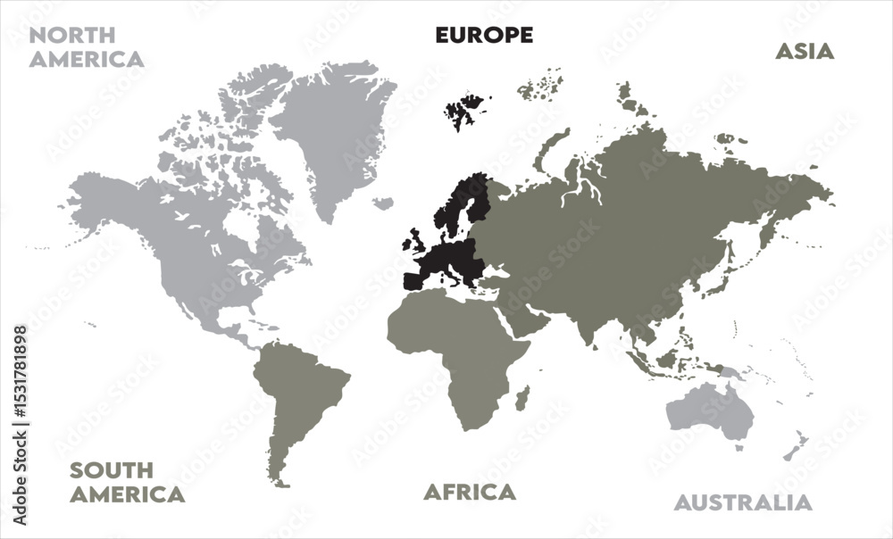 Naklejka premium Abstract map-14, modern world map graphic, Countries Silhouettes Stock Illustrations, Vectors