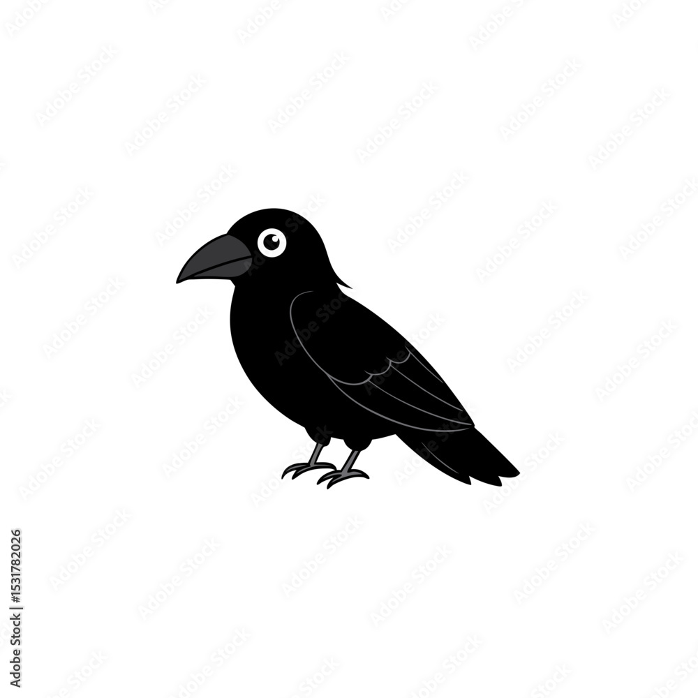 Obraz premium simple black raven on white background gothic 
