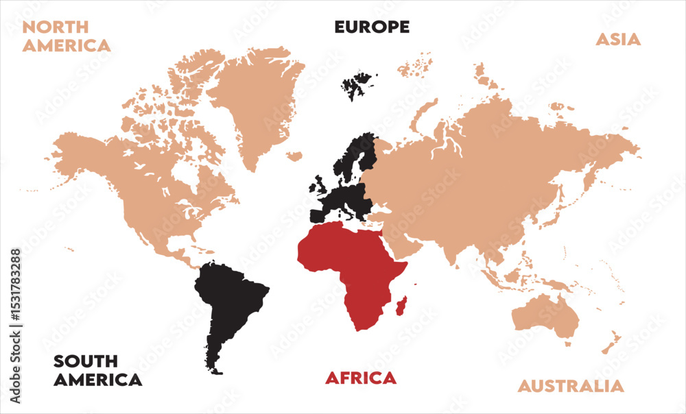 Fototapeta premium Atlas-08, modern world map graphic, Countries Silhouettes Stock Illustrations, Vectors