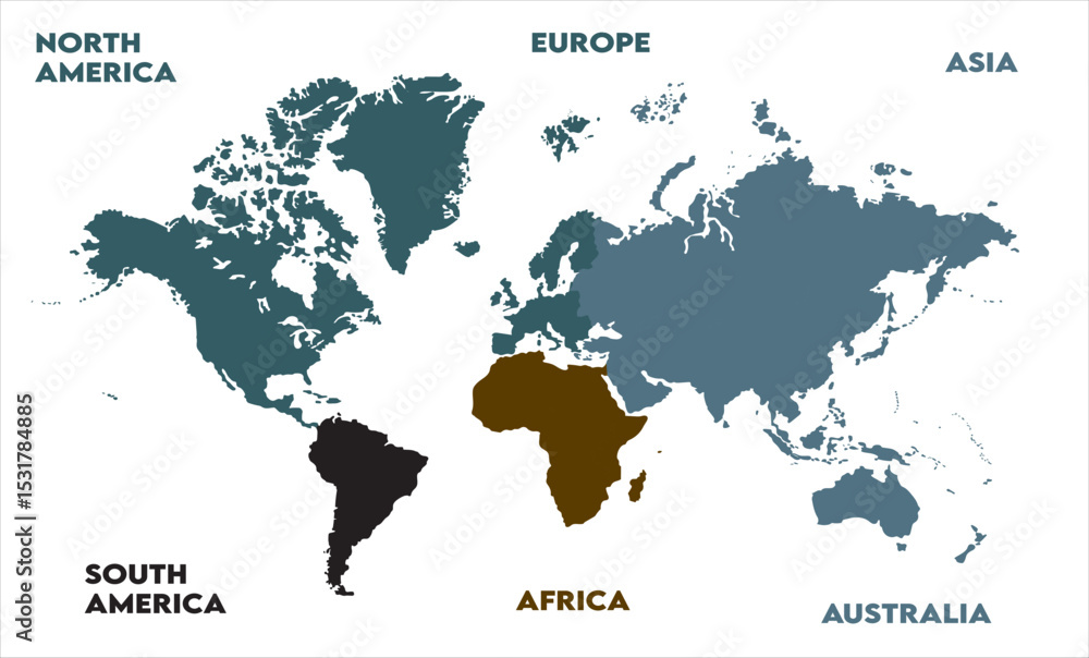 Naklejka premium Global map-01, modern world map graphic, Countries Silhouettes Stock Illustrations, Vectors