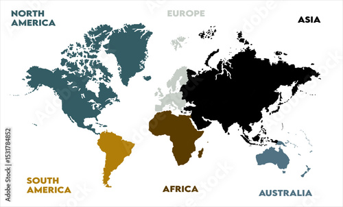 Global map-03, modern world map graphic, Countries Silhouettes Stock Illustrations, Vectors
