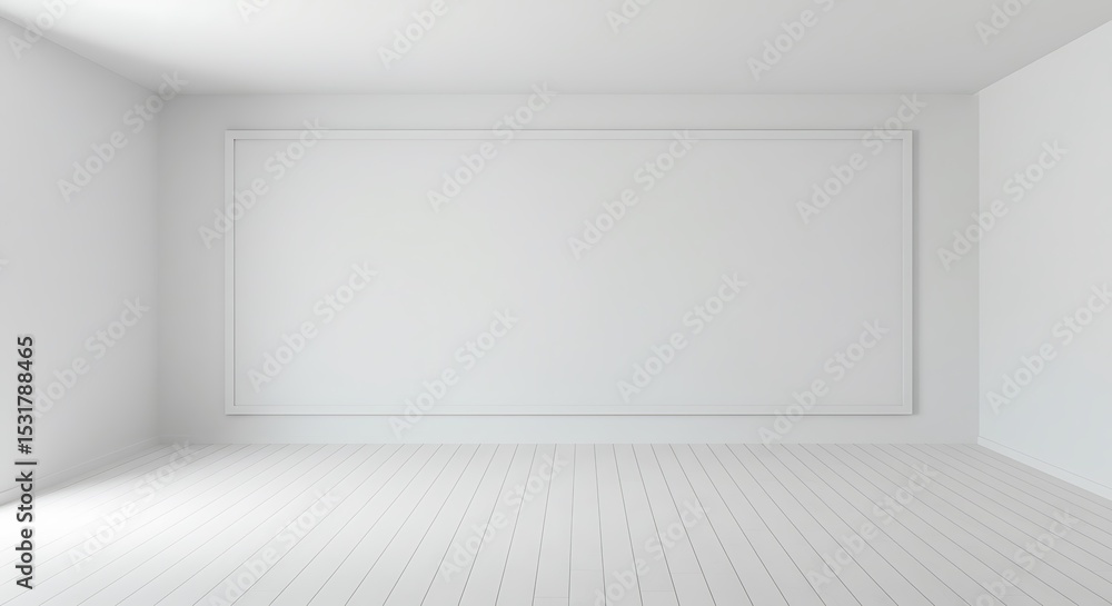Fototapeta premium White room with screen in wall and floorboards