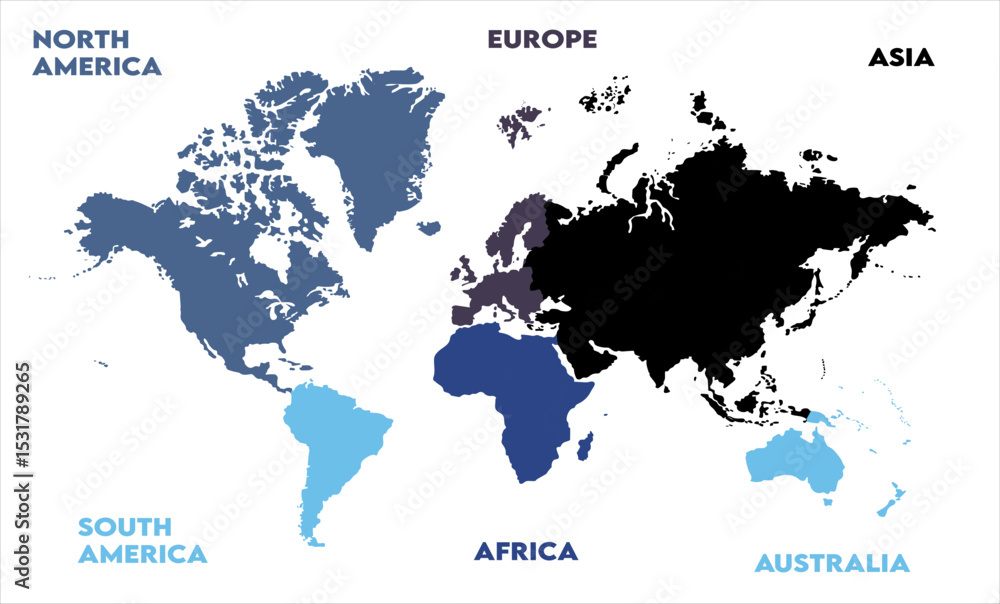 Naklejka premium Minimalist map-03, modern world map graphic, Countries Silhouettes Stock Illustrations, Vectors
