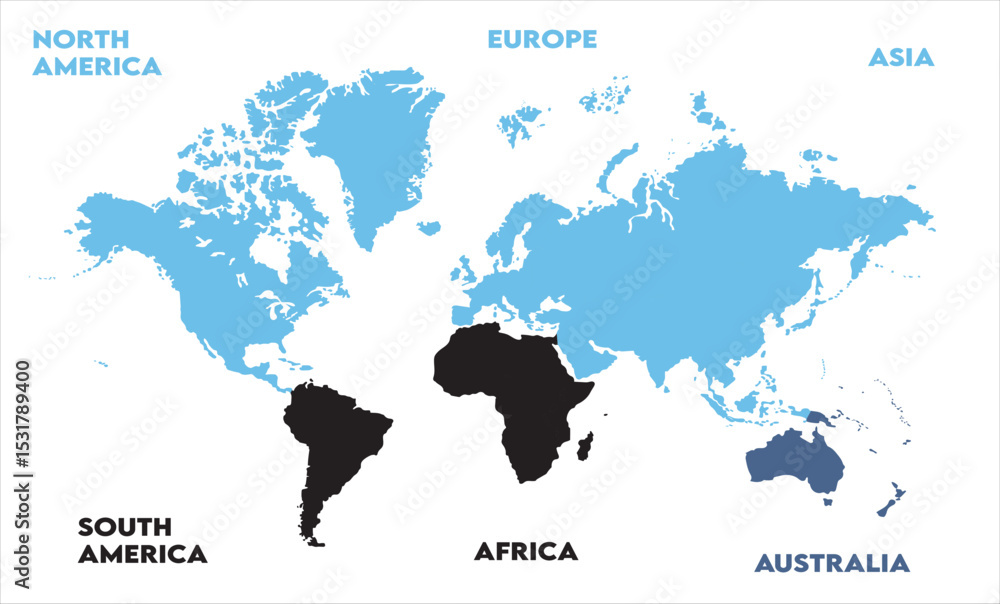 Naklejka premium Minimalist map-07, modern world map graphic, Countries Silhouettes Stock Illustrations, Vectors