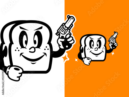 Killer Bread Mascot Logo. Bread Cartoon. White Bread Mascot.
