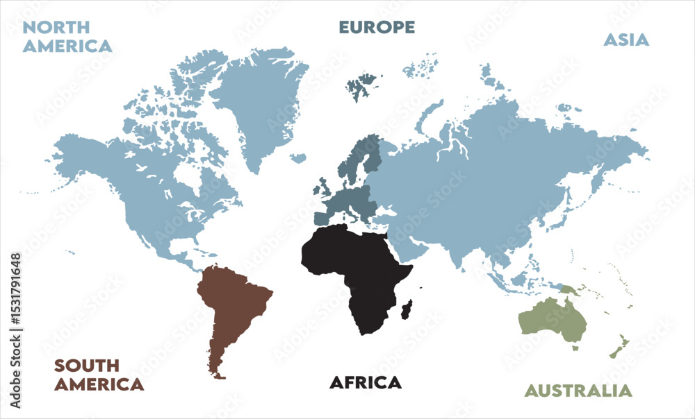 Naklejka premium World map graphics-06, modern world map graphic, Countries Silhouettes Stock Illustrations, Vectors