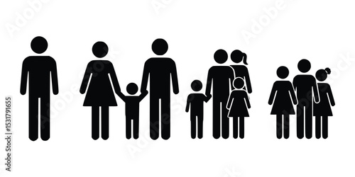 Simple Family Structures Illustrated in Different Sizes