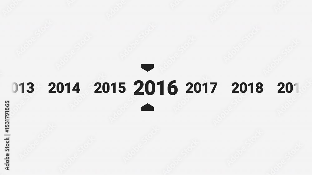 Horizontal timeline animation scrolling smoothly to the year 2016. Ideal for history documentaries, educational videos, or year-based content. Horizontal timeline animation scrolling smoothly to the year 2016. Ideal for history documentaries, educational videos, or year-based content.