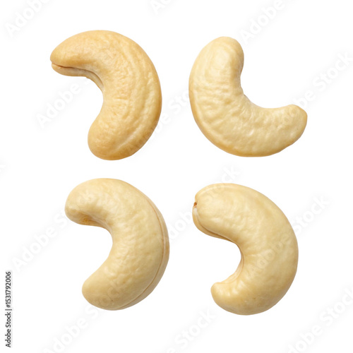 Cashew nuts set isolated, and a set of fresh nuts falling isolated