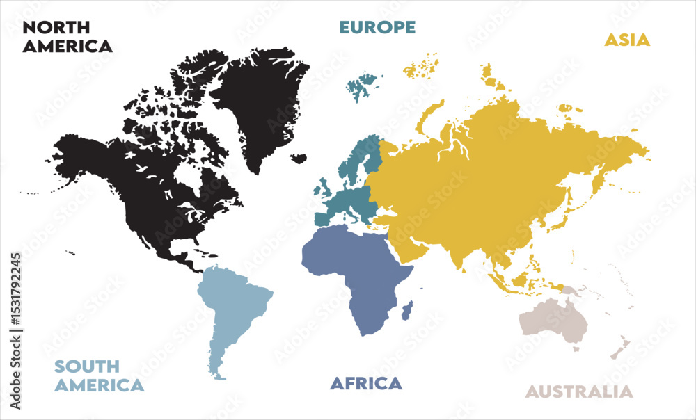 Naklejka premium World map graphics-11, modern world map graphic, Countries Silhouettes Stock Illustrations, Vectors