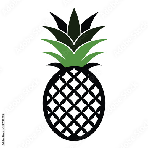 Juicy tropical pineapple, a healthy raw fruit, is isolated as a sweet, ripe vector illustration on white