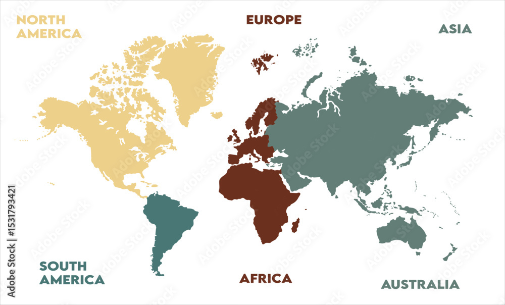 Fototapeta premium World map Illustration-15, modern world map graphic, Countries Silhouettes Stock Illustrations, Vectors