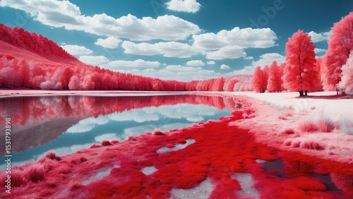 Fototapeta Naklejka Na Ścianę i Meble -  Infrared Vision of Plitvice Lakes National Park