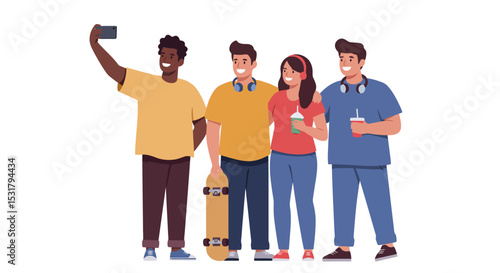 Friends Taking a Selfie: Youthful Joy and Connection