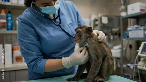 Monkey Medical Exam: Veterinarian Care and Animal Health