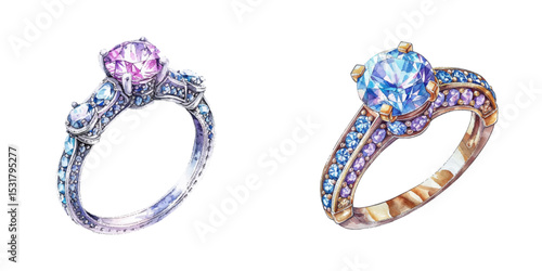 beautiful ring jewelry watercolor vector illustration