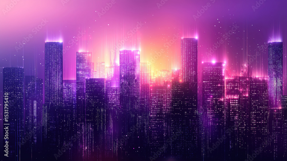 Futuristic Neon Cityscape Featuring Abstract Buildings In A Purple Tech Inspired Urban Design Futuristic Neon Cityscape Featuring Abstract Buildings In A Purple Tech Inspired Urban Design