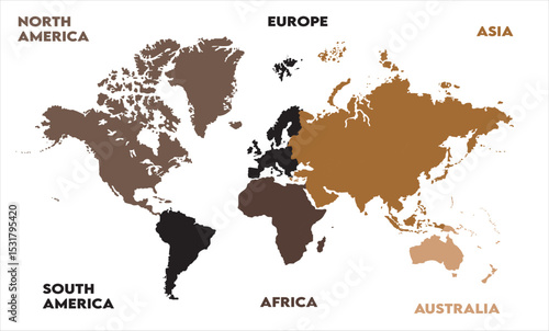 World map pics-08, modern world map graphic, Countries Silhouettes Stock Illustrations, Vectors