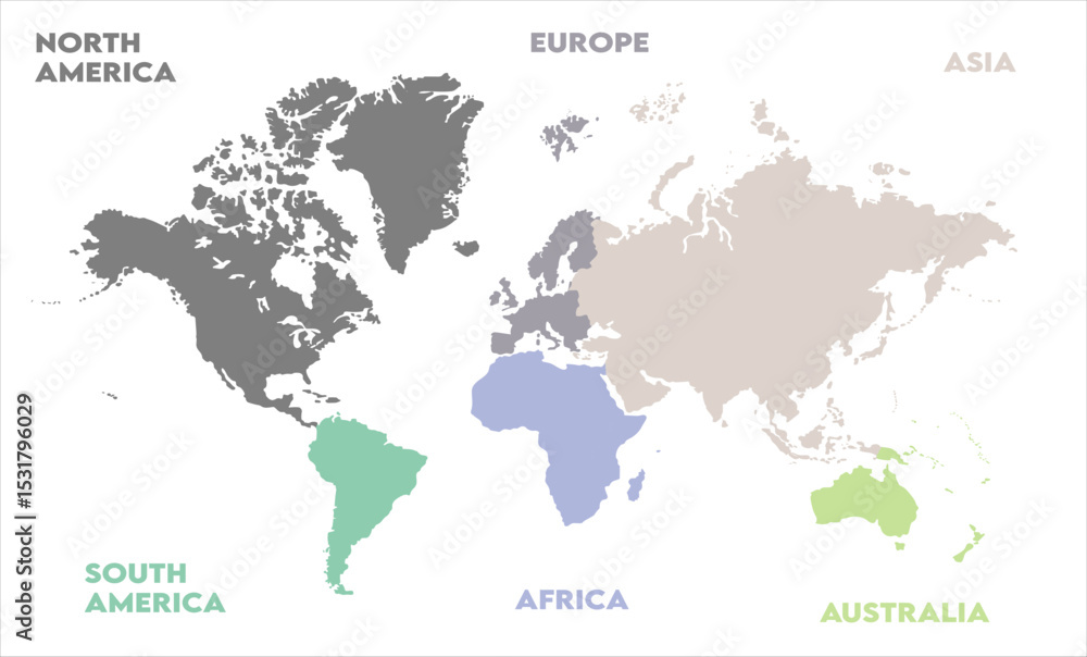 Naklejka premium World map-05, modern world map graphic, Countries Silhouettes Stock Illustrations, Vectors
