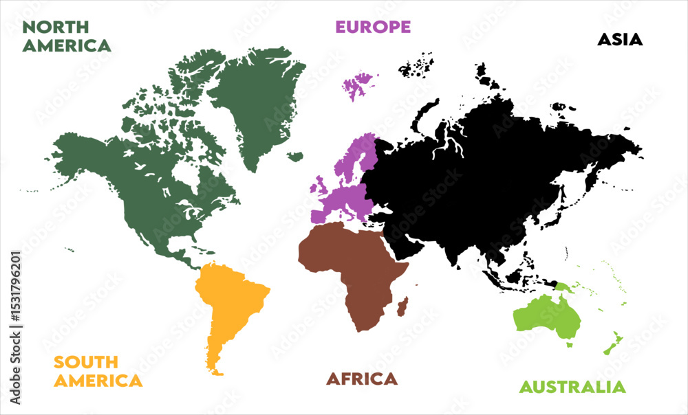 Fototapeta premium World map-03, modern world map graphic, Countries Silhouettes Stock Illustrations, Vectors