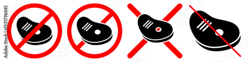 No beef sign vector for dietary restrictions, vegetarianism, and allergy awareness. This clear symbol is ideal for restaurant menus, food packaging, and health-related content for no-meat options.