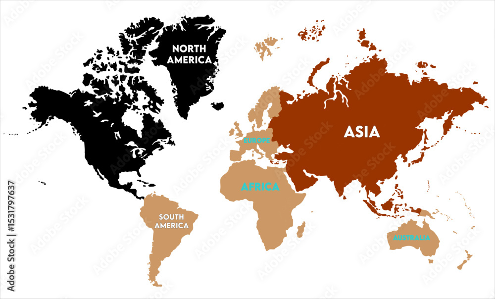 Obraz premium Digital world map vector-07, world map, modern world map graphic, Countries Silhouettes Stock Illustrations, Vectors