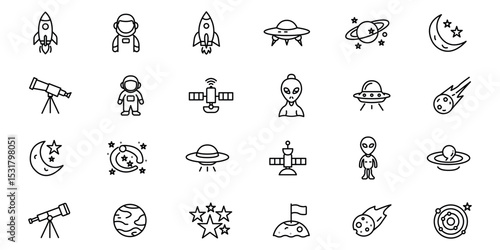 Space outline or line icon design bundle.