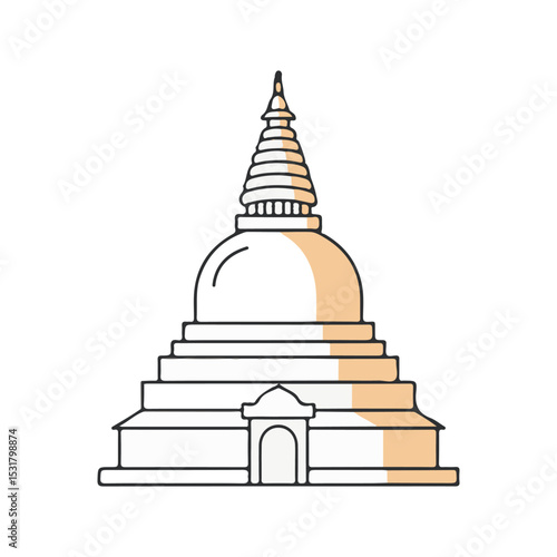 flat vector icon of religious festival asalha puja, Stupa or pagoda, suitable for design and infographic applications