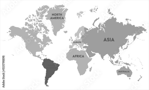 Grayscale world map vector-08,  world map, modern world map graphic, Countries Silhouettes Stock Illustrations, Vectors
