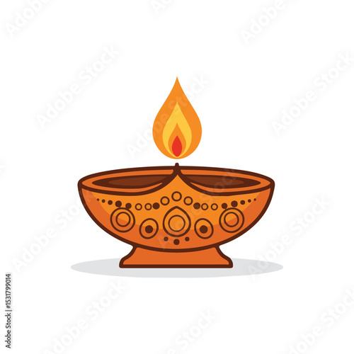 flat vector icon of religious festival asalha puja, diya oil lamp, suitable for design and infographic applications