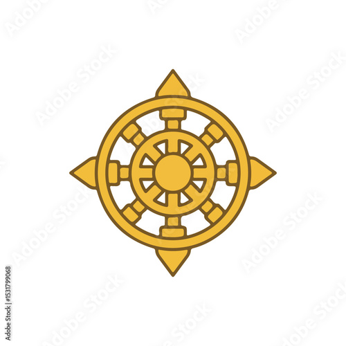 flat vector icon of religious festival asalha puja, Wheel of Dharma, suitable for design and infographic applications