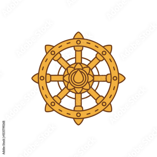 flat vector icon of religious festival asalha puja, Wheel of Dharma, suitable for design and infographic applications