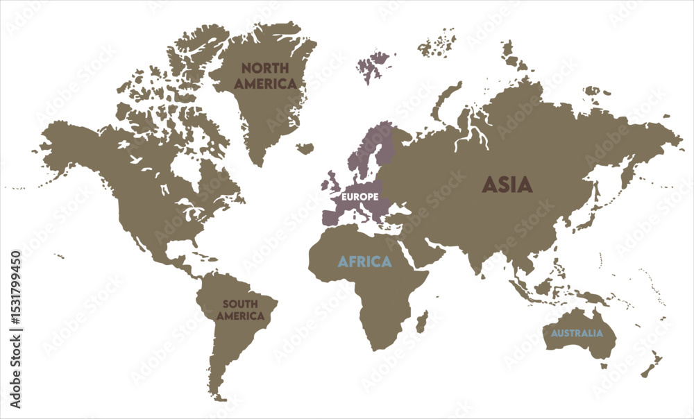 Obraz premium Minimalist world map vector-02, world map, modern world map graphic, Countries Silhouettes Stock Illustrations, Vectors