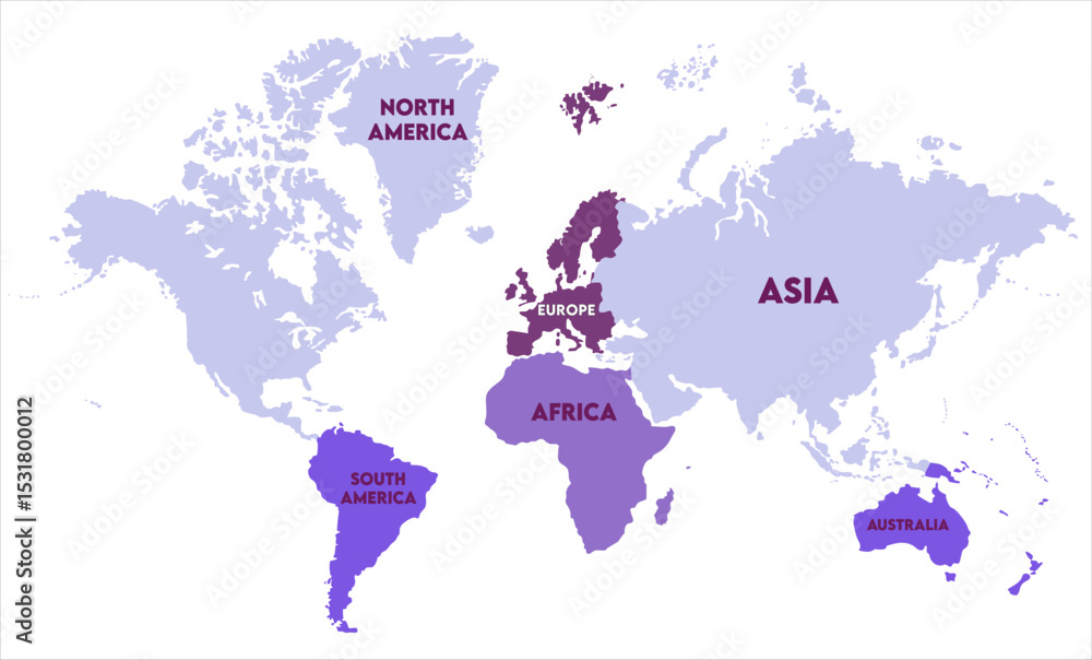 Naklejka premium Physical world map vector-06, world map, modern world map graphic, Countries Silhouettes Stock Illustrations, Vectors