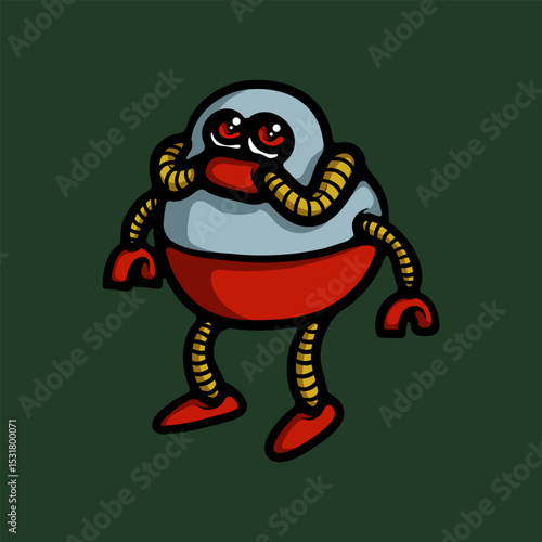 Fat robot cartoon vector illustration