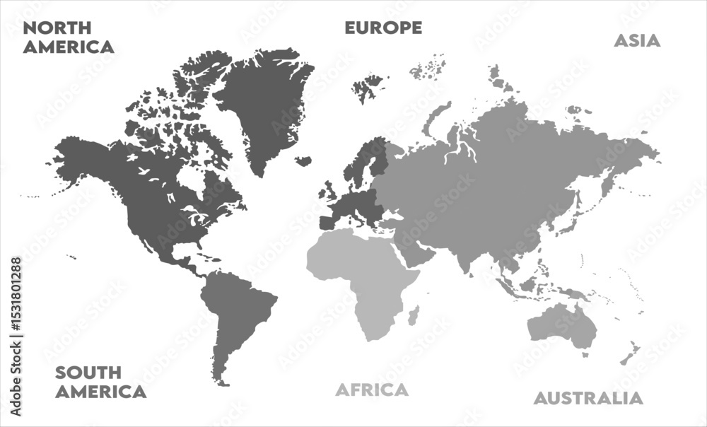 Naklejka premium Vector map-01, world map, modern world map graphic, Countries Silhouettes Stock Illustrations, Vectors