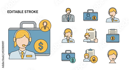 Customer Support Icons Editable Vector Illustrations for Websites and Apps