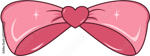 Elegant Pink Ribbon Bow Illustration, Pink Ribbon Bow for Decoration