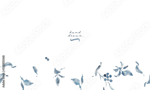 Wallpaper Mural 水彩画。水彩タッチのモノクロのベクターイラスト。モノクロの植物画。夏の植物フレーム。Watercolor painting. Black and white vector illustration with watercolor touch. Black and white botanical drawing. Summer plant frame. Torontodigital.ca