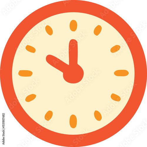 Icon Cartoon clock illustration showing ten o'clock with orange border and hands, perfect for educational materials and time telling concepts